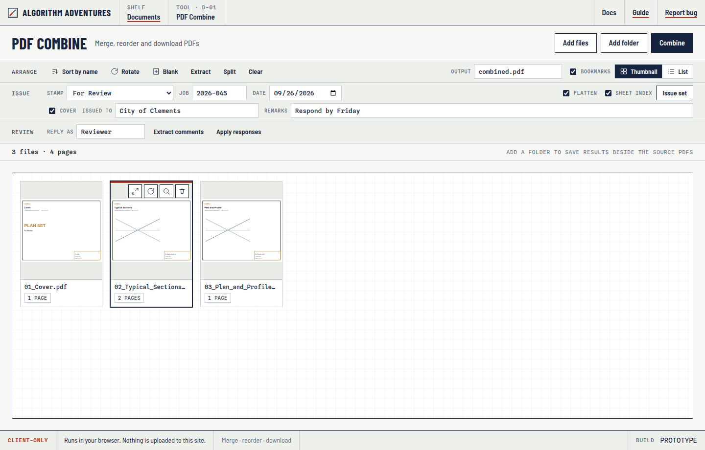 Typical Sections card selected with rotate, preview, and delete actions visible